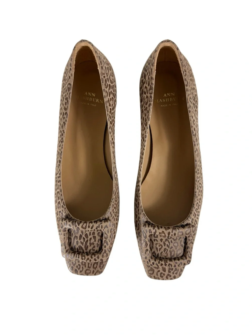 NWOT ANN MASHBURN  Leopard Print Square-Toe Women’s Flats Size EU38.5